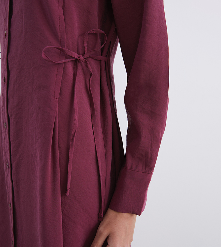 Long Sleeves Modal Blend Shirt Dress