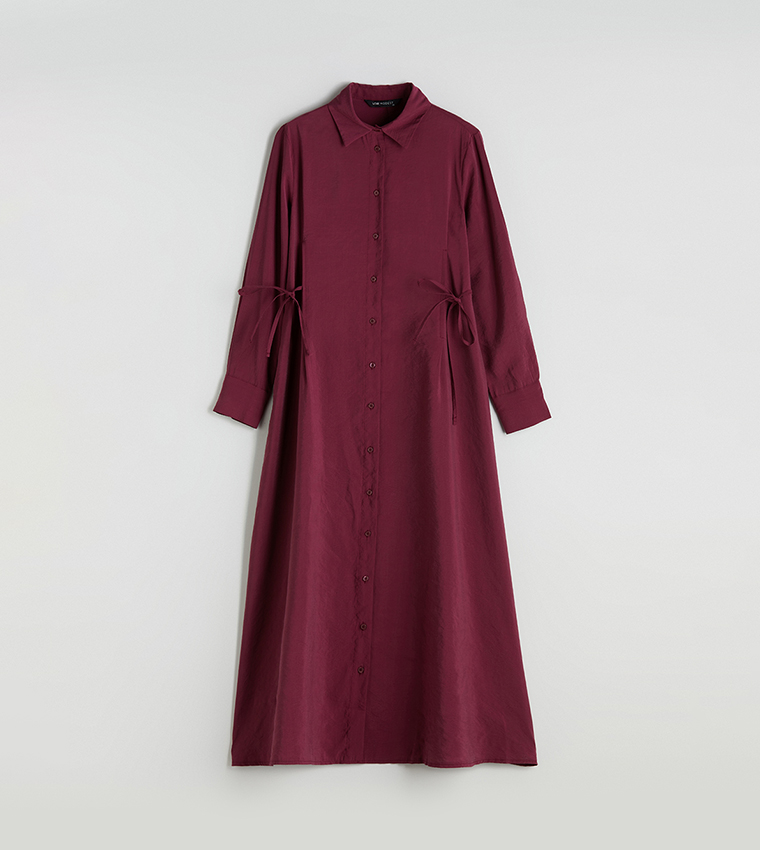 Modal Blend Long Sleeves Shirt Dress