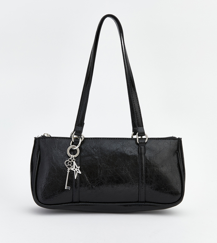 Textured Zippered Shoulder Bag