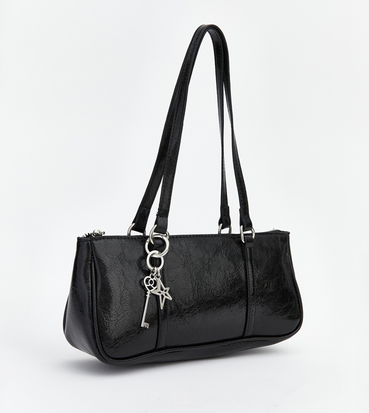 Textured Zippered Shoulder Bag