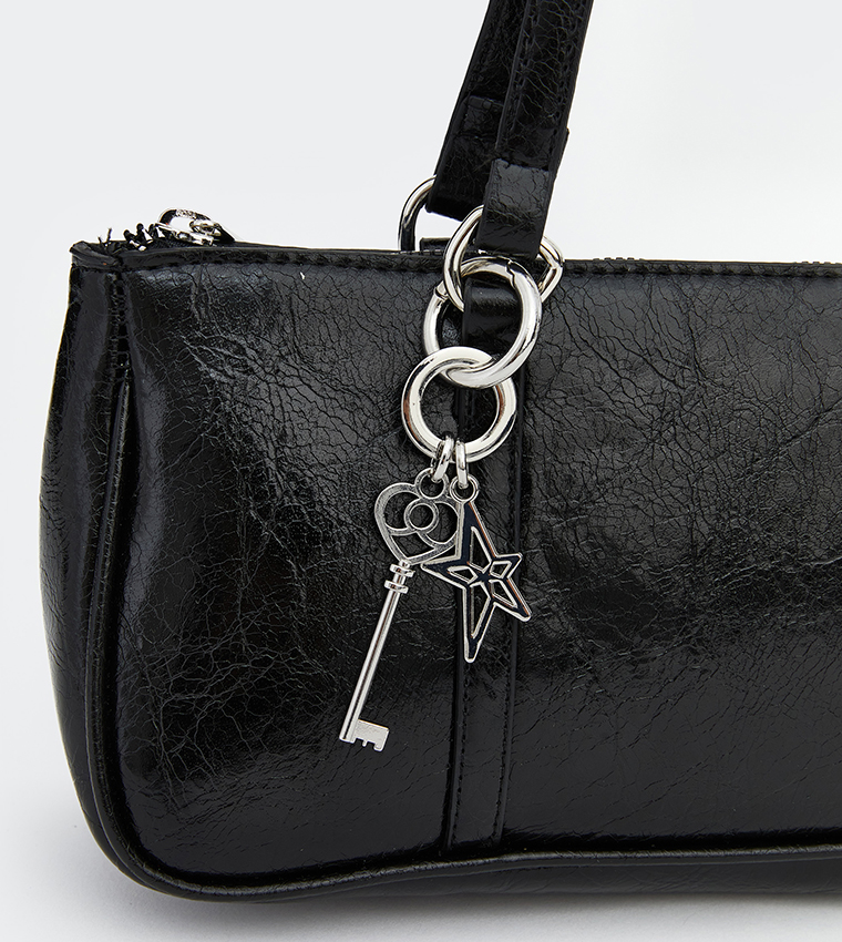 Textured Zippered Shoulder Bag