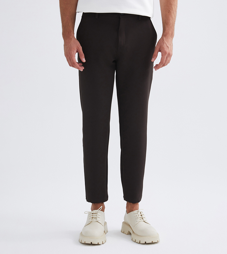 VISION Solid Slim Fit Trousers