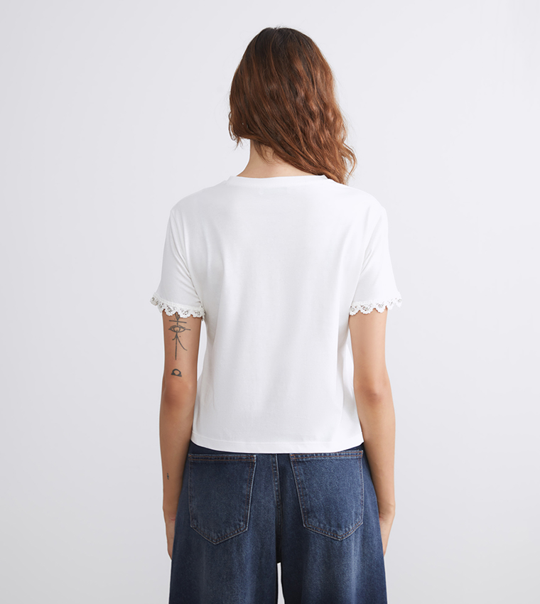 Lace Detail Short Sleeves T-Shirt
