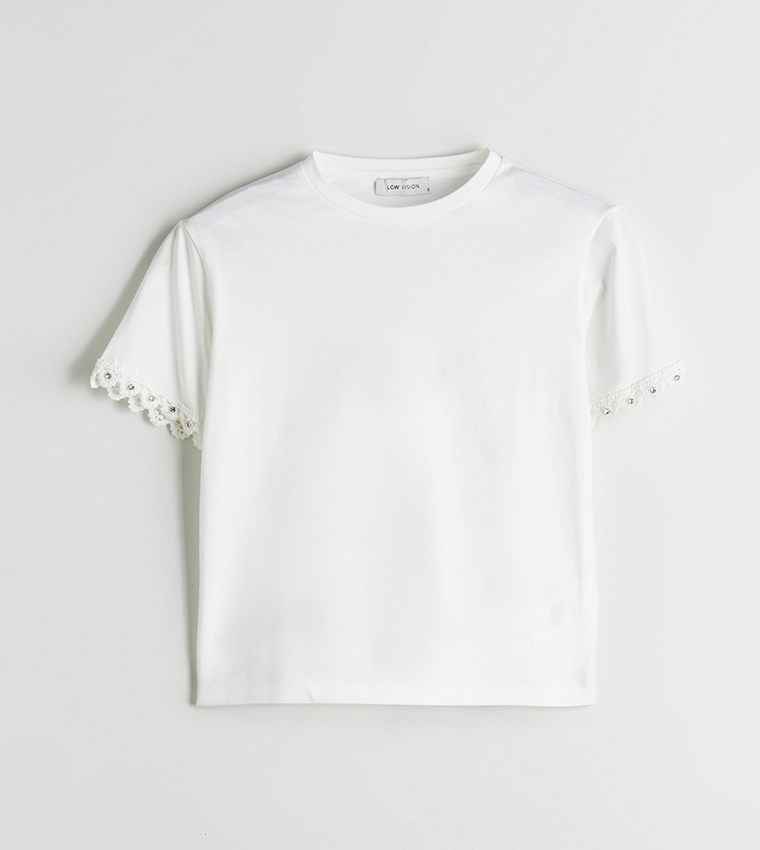 Lace Detail Short Sleeves T-Shirt