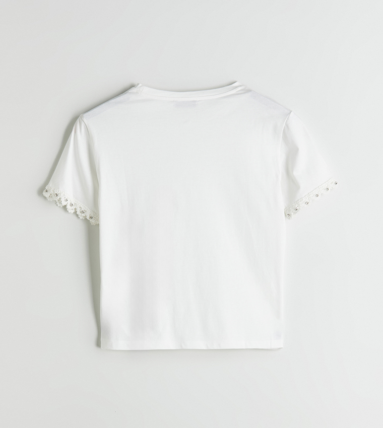 Lace Detail Short Sleeves T-Shirt
