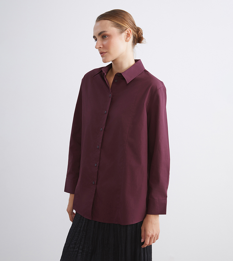 Solid Oversized Poplin Shirt Tunic