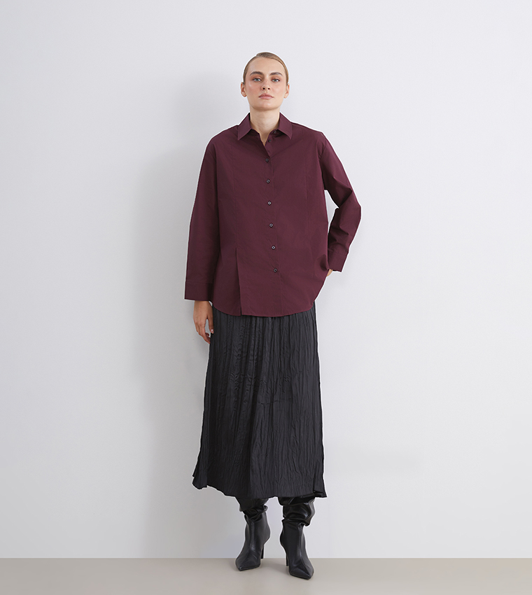 Solid Oversized Poplin Shirt Tunic