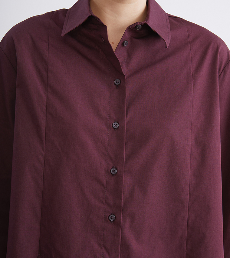 Solid Oversized Poplin Shirt Tunic