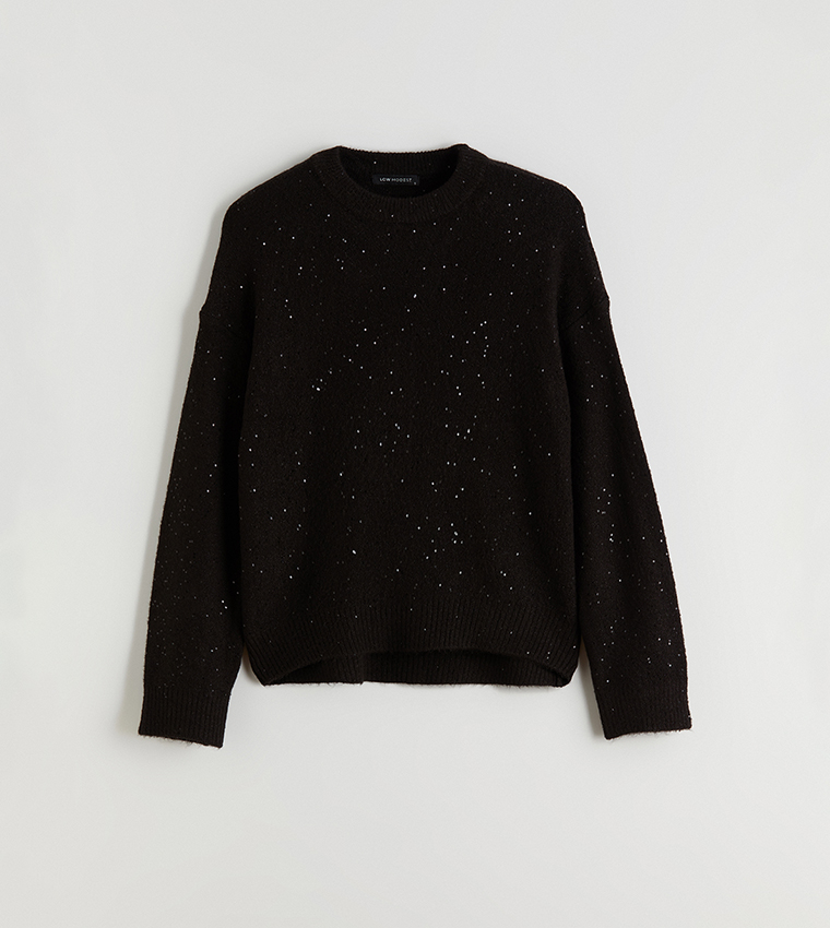 سويتر نسائي محبوك بقبة مستديرة 