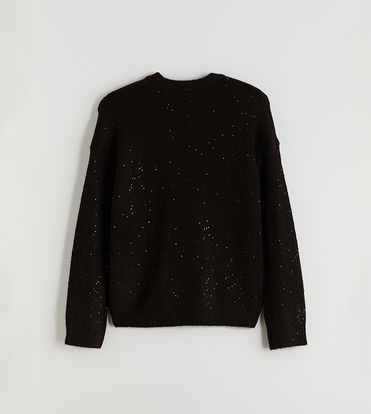 سويتر نسائي محبوك بقبة مستديرة 