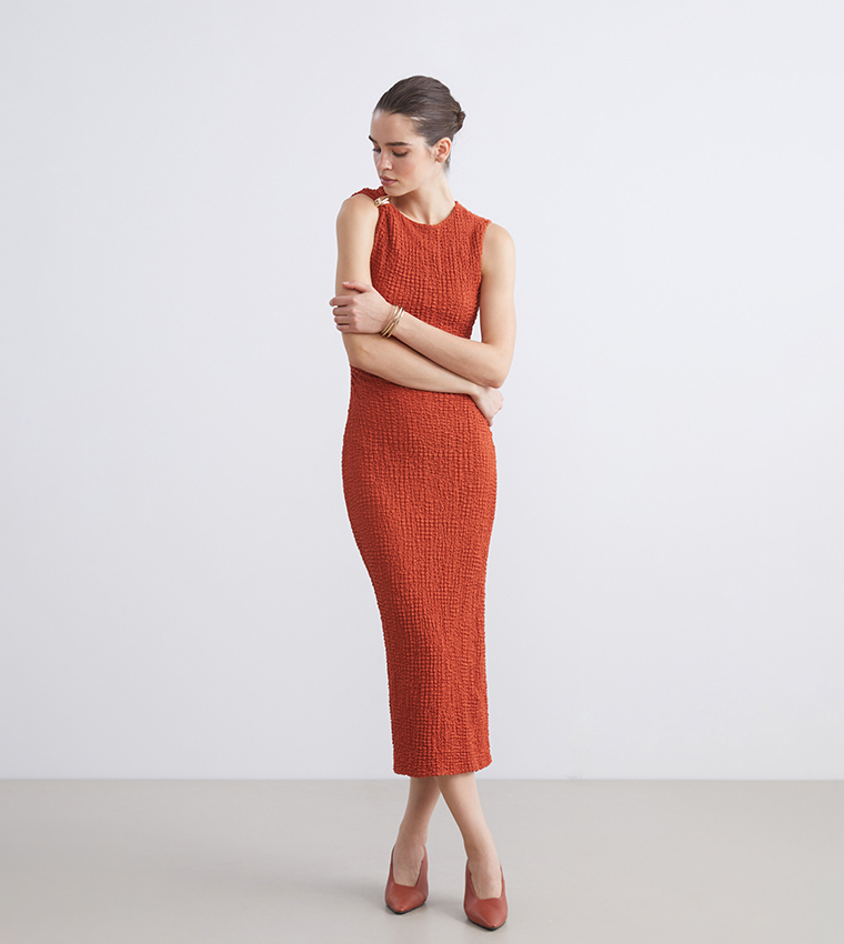 فستان بوديكون ميدي مزموم