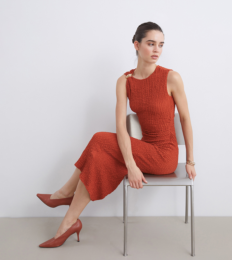 فستان بوديكون ميدي مزموم