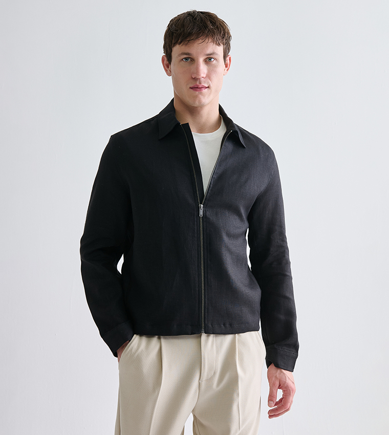Solid Long Sleeves Collared Neck Jacket