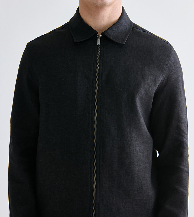 Solid Long Sleeves Collared Neck Jacket