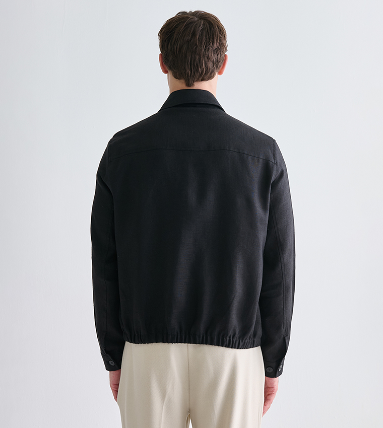 Solid Long Sleeves Collared Neck Jacket