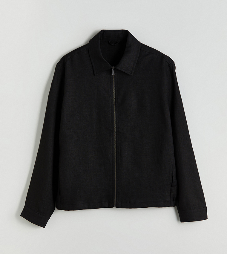Solid Long Sleeves Collared Neck Jacket