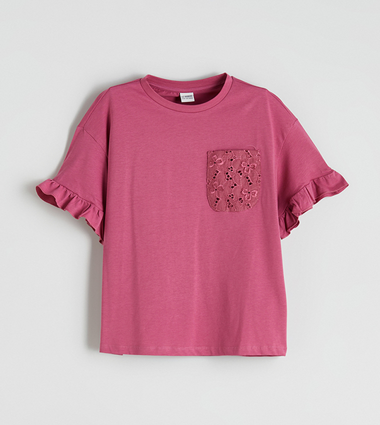 Frill Detail Crew Neck T-Shirt