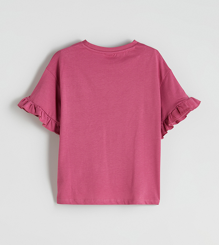 Frill Detail Crew Neck T-Shirt