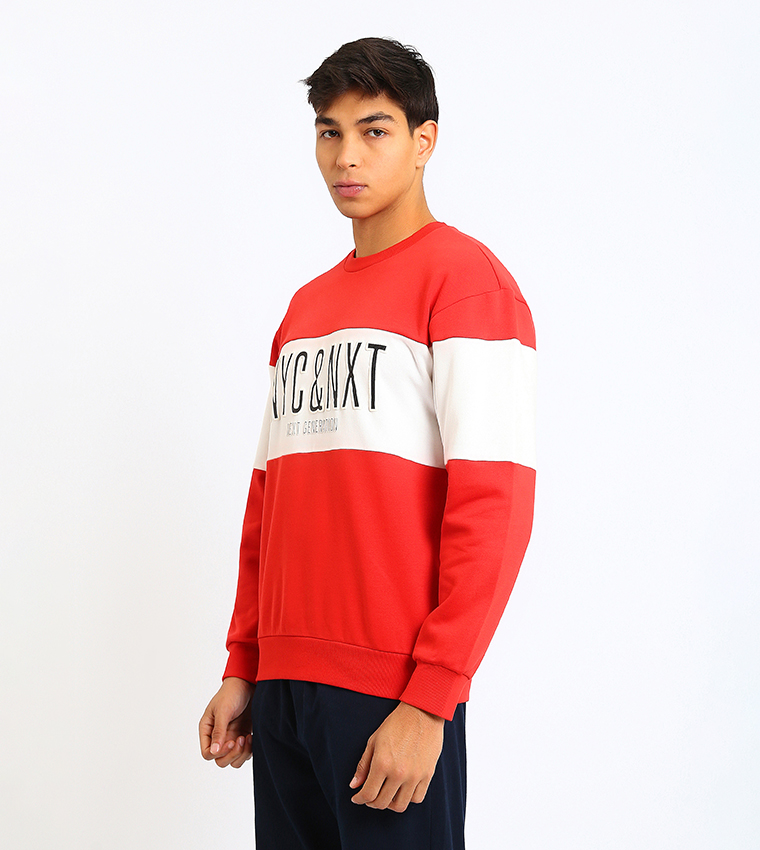 سويتشيرت رجالي بقبة مستديرة وطبعة