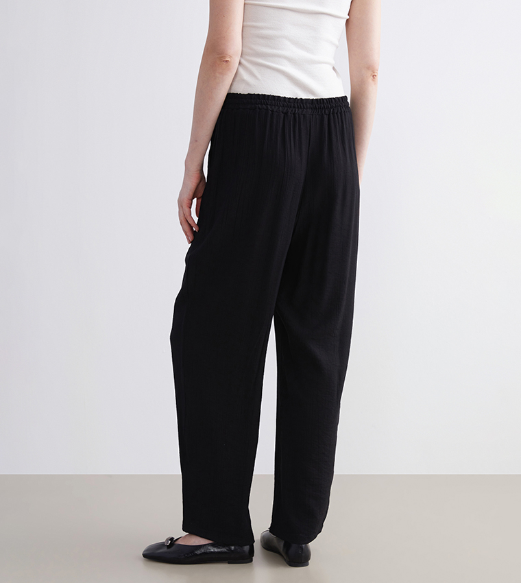 Drawstring Waist Wide Leg Trousers