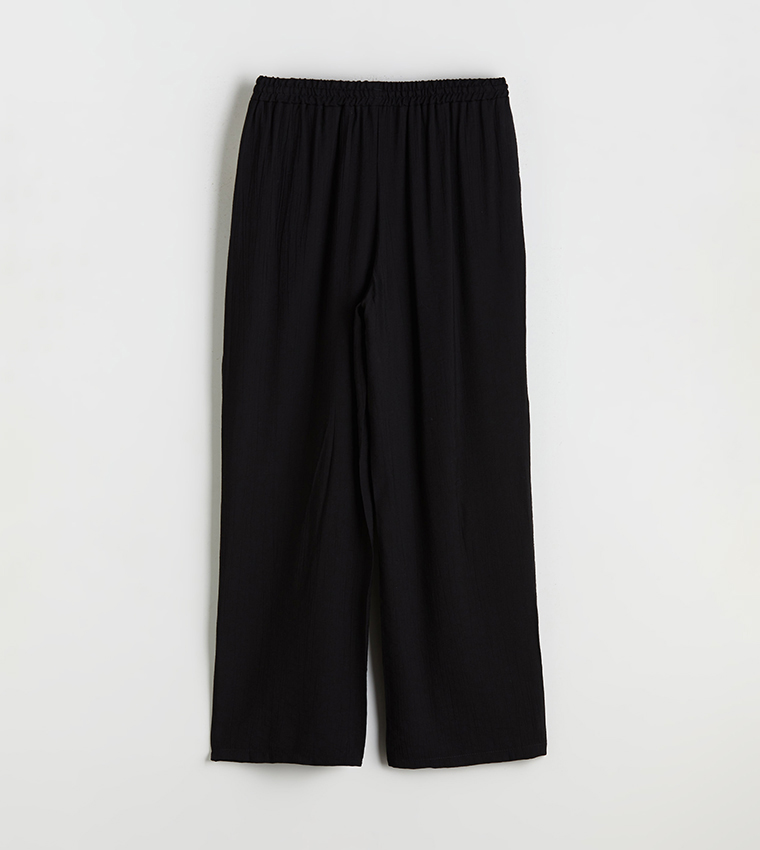 Drawstring Waist Wide Leg Trousers