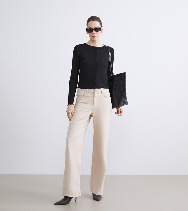 Ribbed Long Sleeves Crop Top