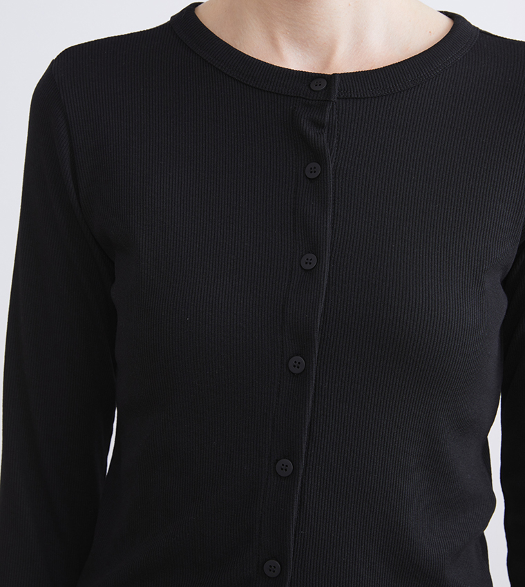 Ribbed Long Sleeves Crop Top