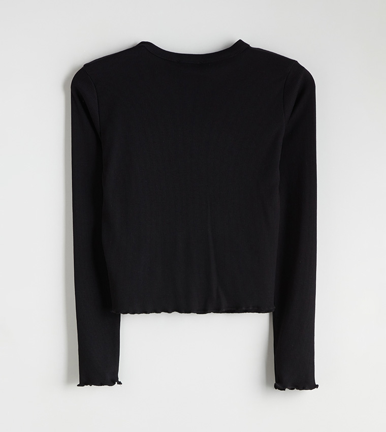 Ribbed Long Sleeves Crop Top