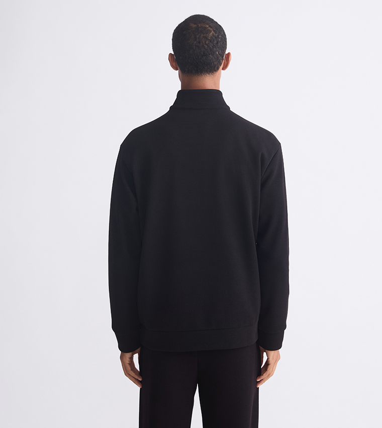 Solid Funnel Neck Thick Sweatshirt
