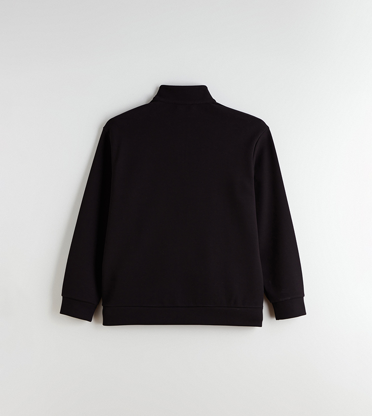 Solid Funnel Neck Thick Sweatshirt