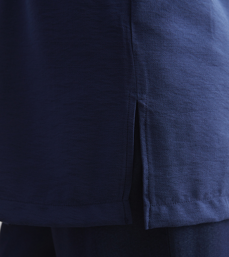 Solid Belted Oversized Shirt Tunic