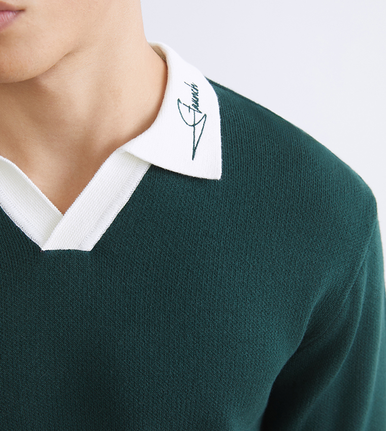 سويتير رجالي محبوك سادة بقبة