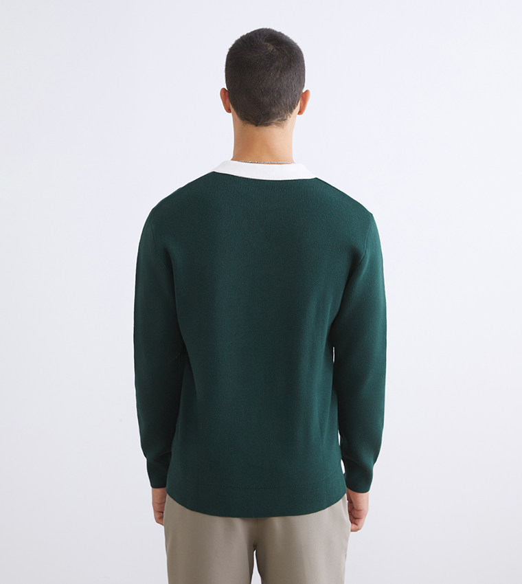 سويتير رجالي محبوك سادة بقبة