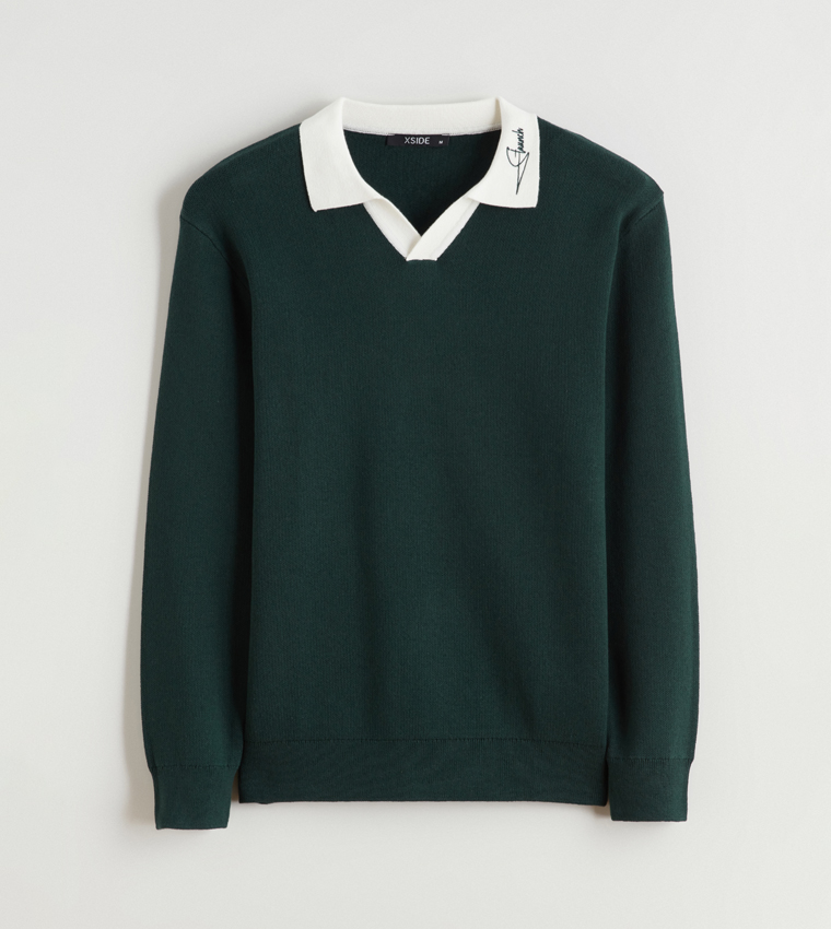 سويتير رجالي محبوك سادة بقبة