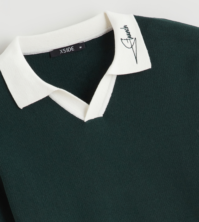 سويتير رجالي محبوك سادة بقبة