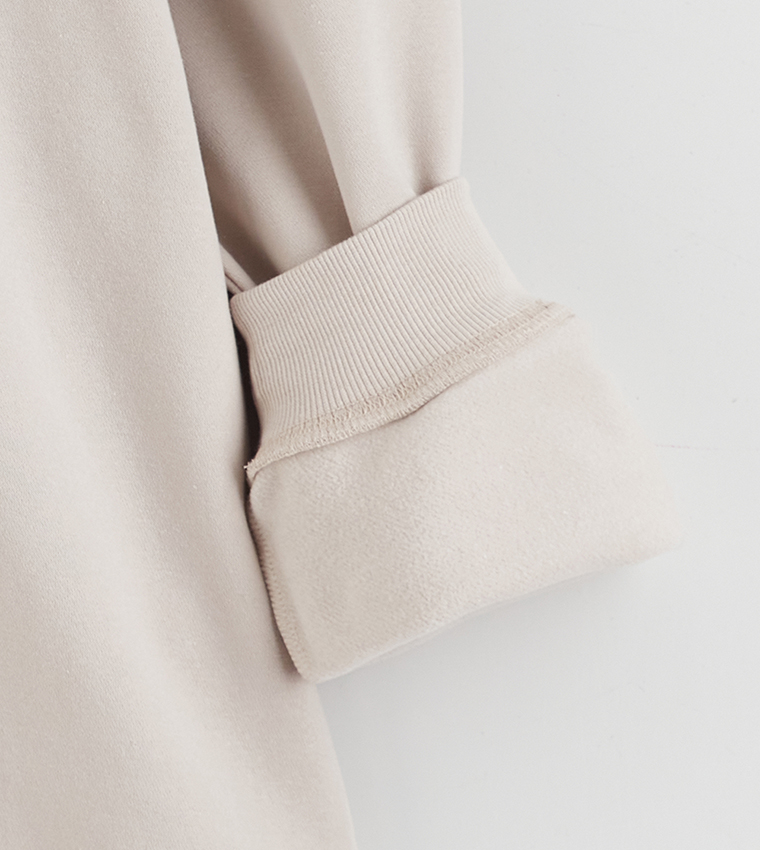 Solid High Neck Thick Oversized Sweatshirt