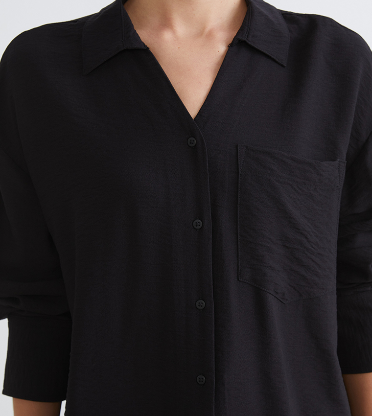 Solid Loose Fit Dobby Shirt