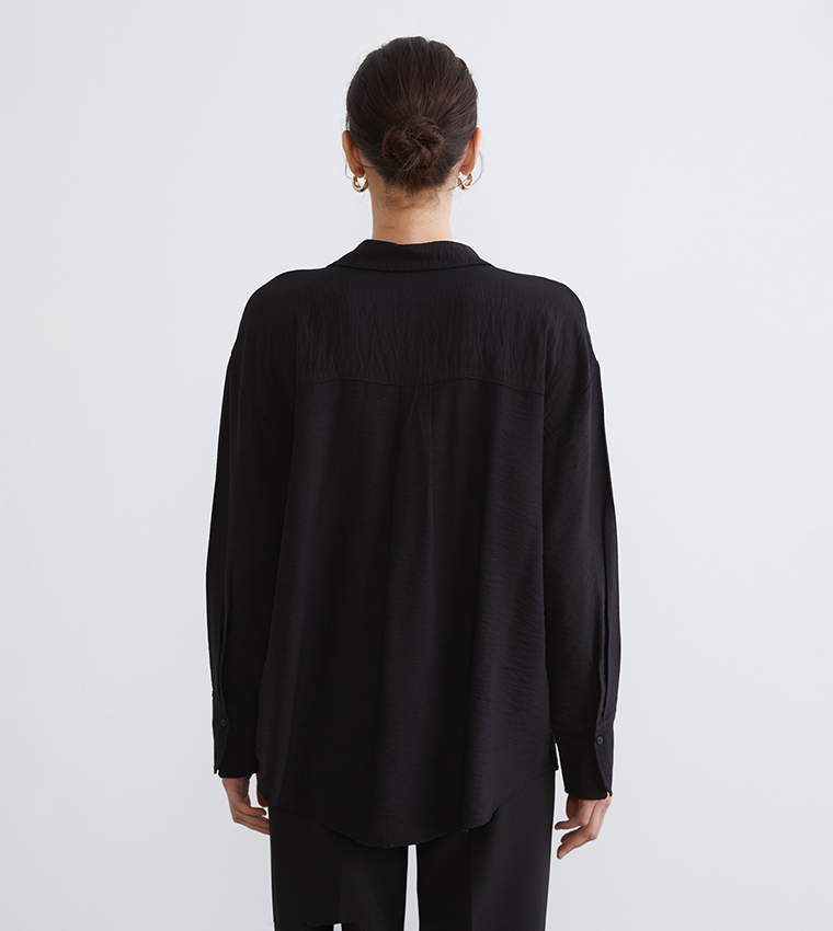 Solid Loose Fit Dobby Shirt