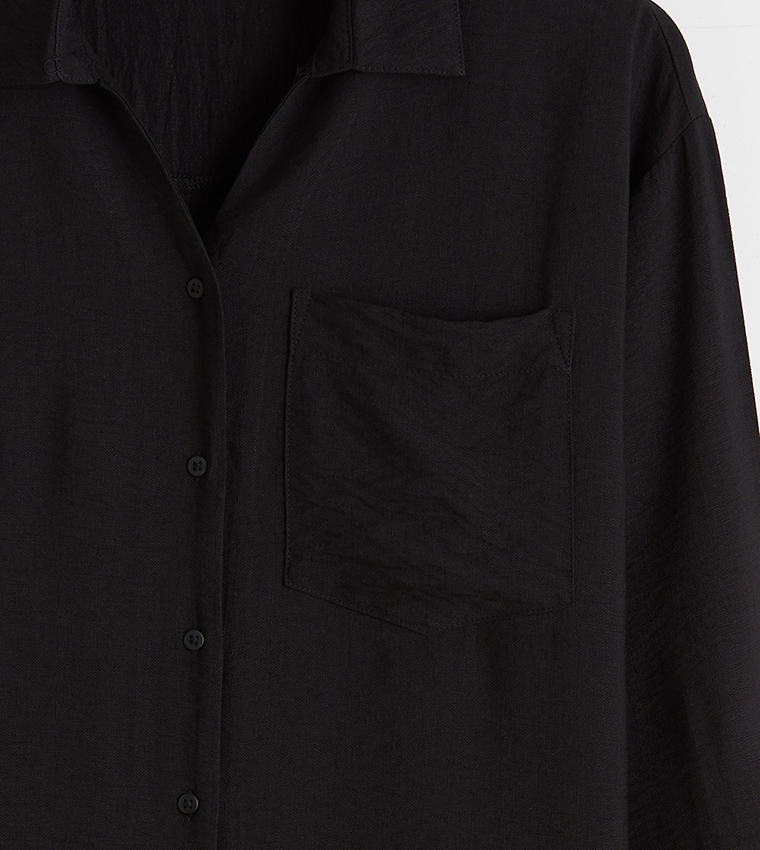 Solid Loose Fit Dobby Shirt