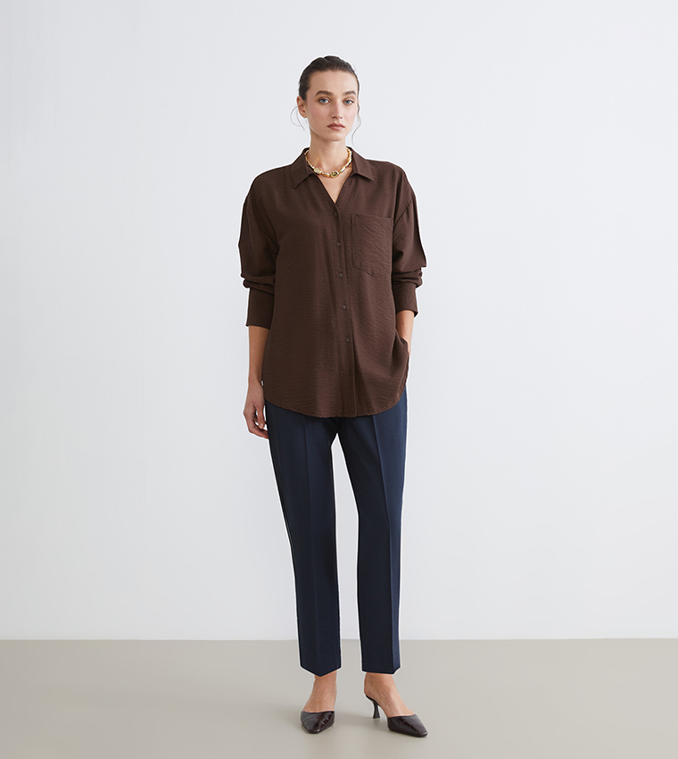 Solid Loose Fit Dobby Shirt