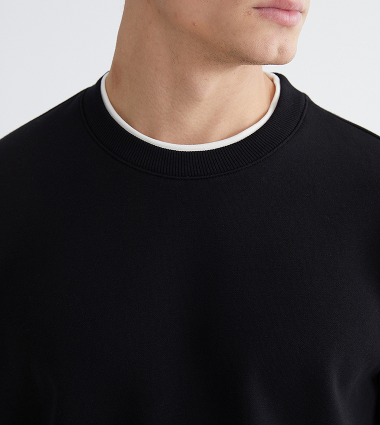 Solid Crew Neck Thick Sweatshirt