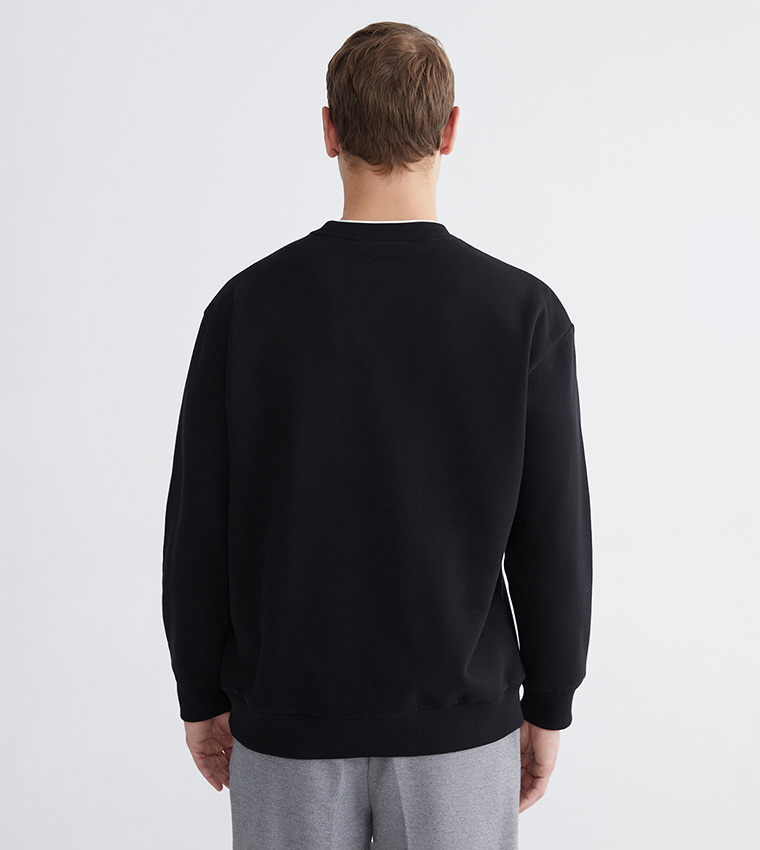 Solid Crew Neck Thick Sweatshirt