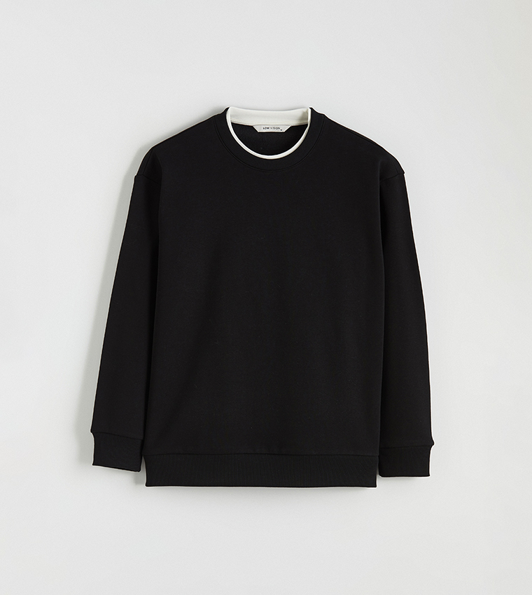 Solid Crew Neck Thick Sweatshirt