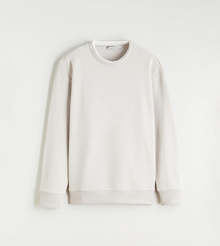 Solid Crew Neck Thick Sweatshirt