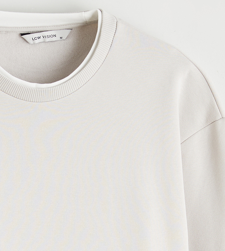 Solid Crew Neck Thick Sweatshirt