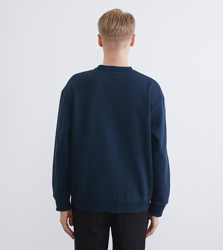 Solid Crew Neck Thick Sweatshirt