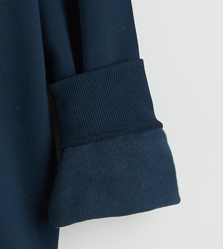 Solid Crew Neck Thick Sweatshirt