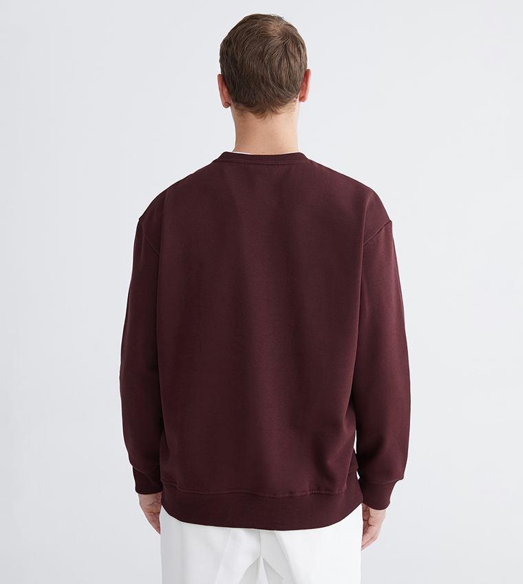 Solid Crew Neck Thick Sweatshirt