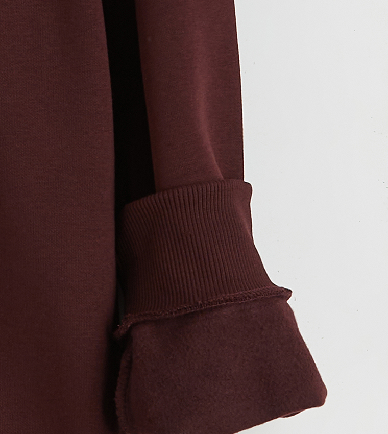 Solid Crew Neck Thick Sweatshirt