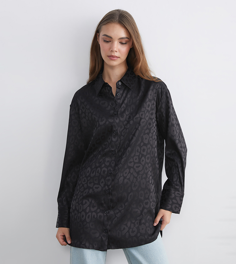 Leopard Print Long Sleeves Shirt Tunic